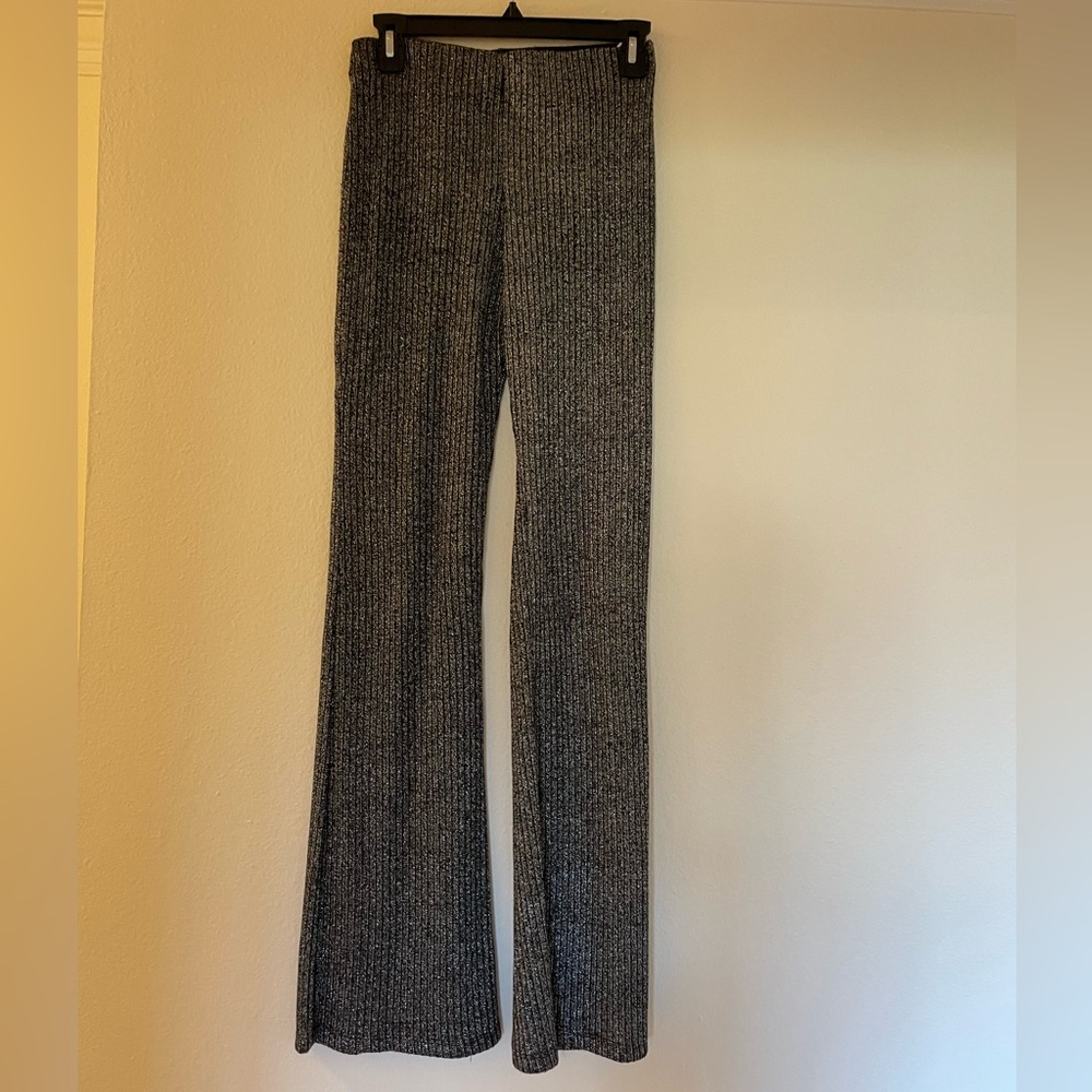Sparkly Silver and Black Ribbed Knit Pants